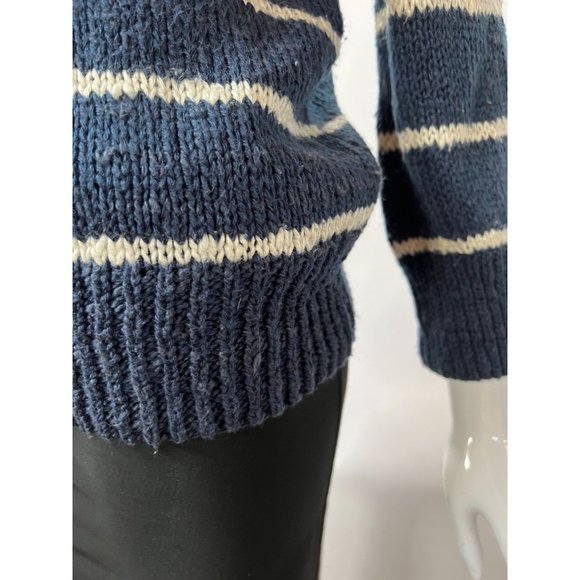 Liz Claiborne Vintage Stripe Sweater  M Blue  Stripe Cotton Blend - Picture 3 of 16